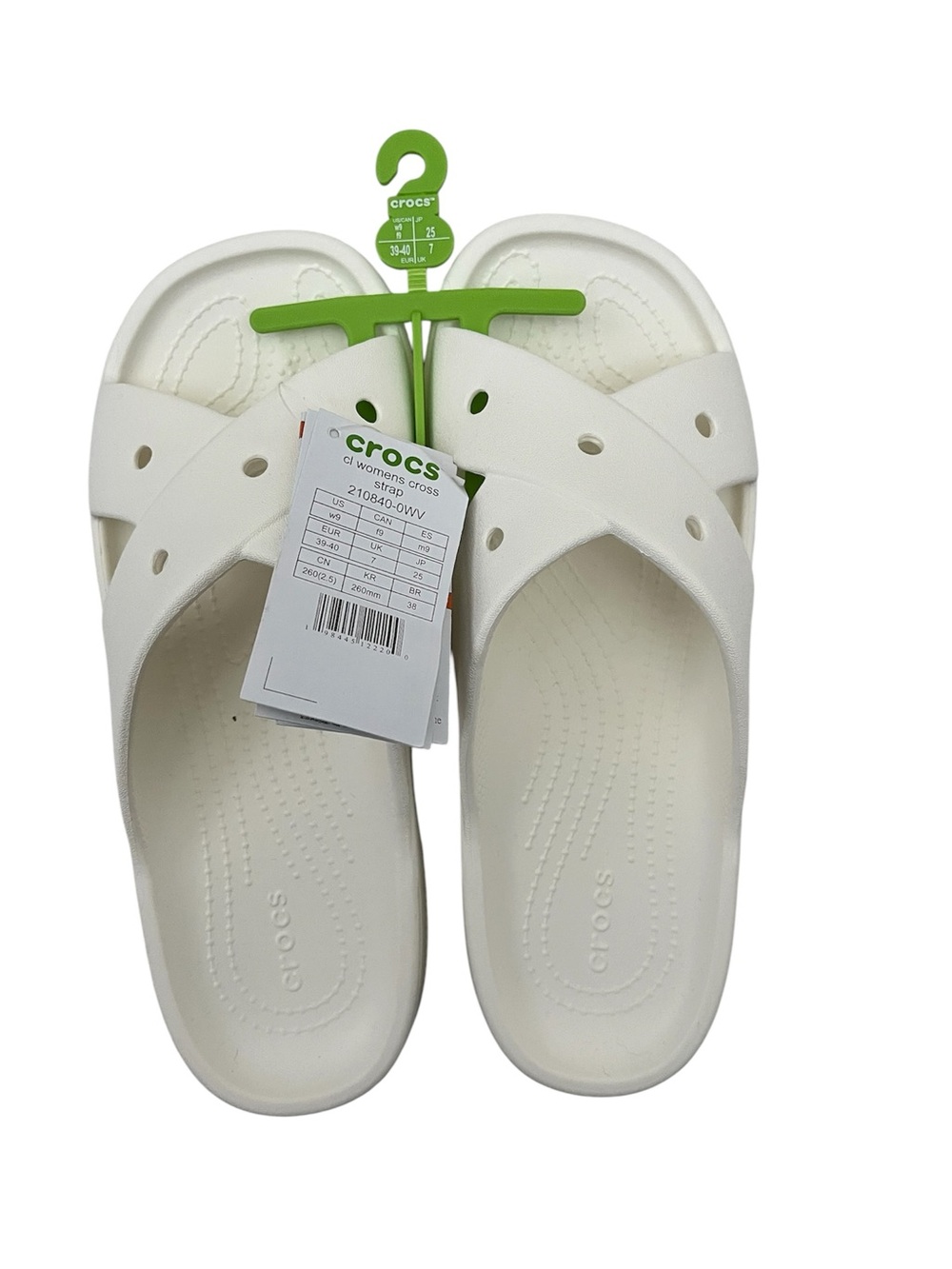 Crocs Women’s Classic Cross Strap Slides Chalk Size 9 New
